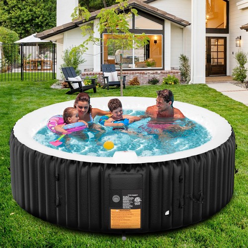Person blow hot tub with - blow-up,